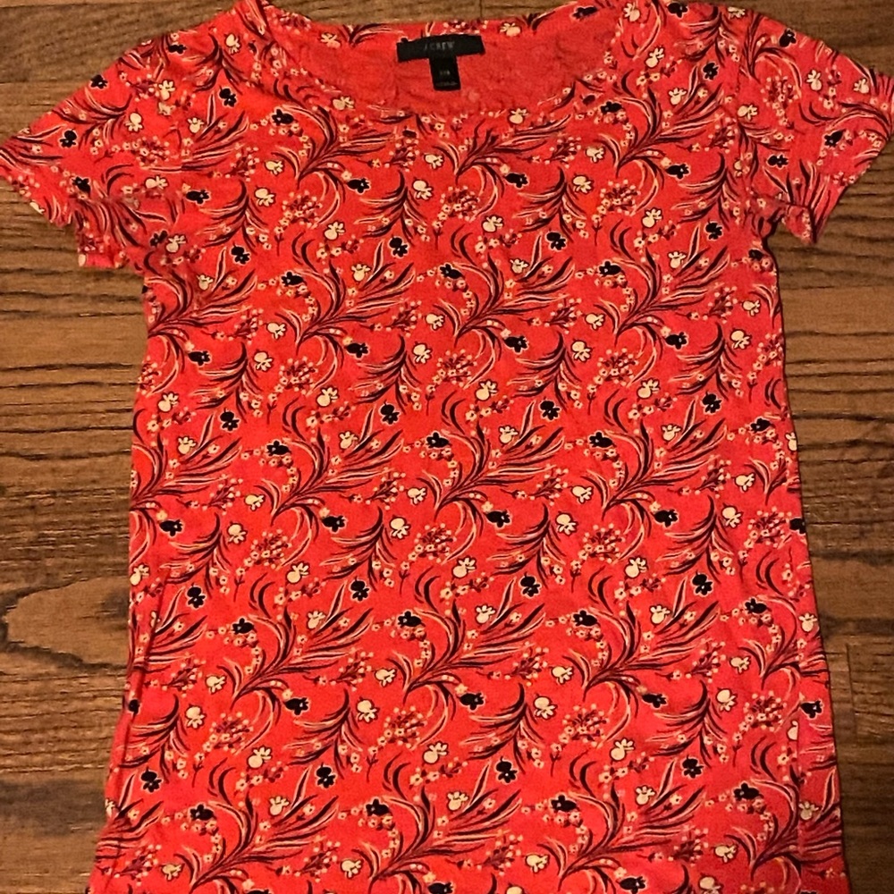 J Crew Red Print T-Shirt